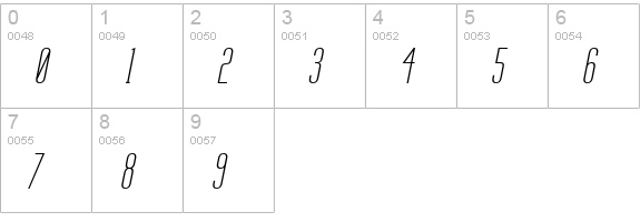 Labtop Italic numbers 0-9 preview