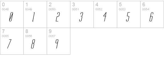 Labtop Secundo Italic numbers 0-9 preview