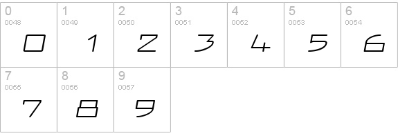 Larabiefont Xtrawide Italic numbers 0-9 preview