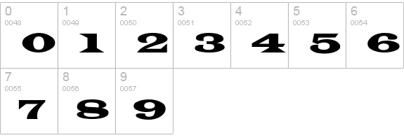 Latin-Wide numbers 0-9 preview