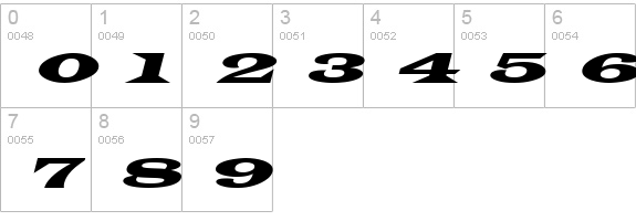 Latin WideExtObl Normal numbers 0-9 preview