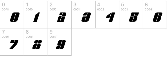 Leslet Italic numbers 0-9 preview
