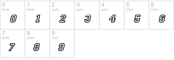 Letterman Italic numbers 0-9 preview
