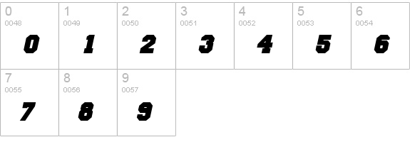 LettermanSolid Italic numbers 0-9 preview