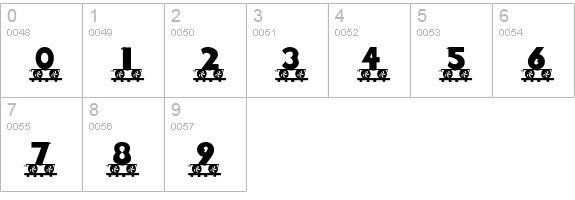 LetterTrain Bold numbers 0-9 preview