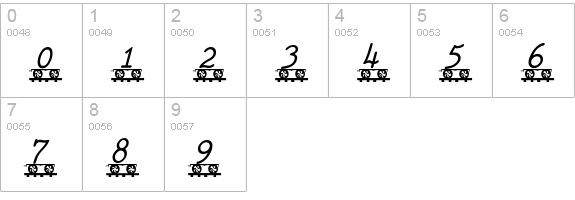 LetterTrain Italic numbers 0-9 preview