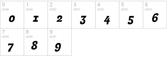 LexiconGothic-BoldItalic numbers 0-9 preview