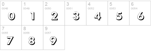 LimerickShadow-Bold numbers 0-9 preview