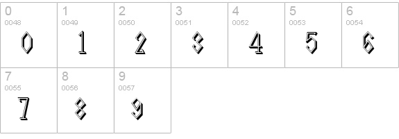 LineDriveShadow numbers 0-9 preview
