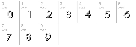 LiteraShadow-Bold numbers 0-9 preview