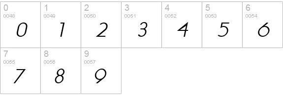 Lithe Italic numbers 0-9 preview