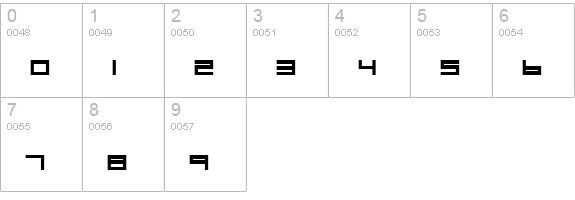 Low Gun Screen Bold Expanded numbers 0-9 preview
