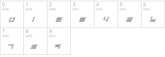 Low Gun Screen Outline Italic numbers 0-9 preview