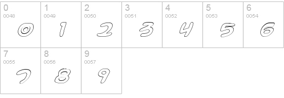 Magic Beans Outline Italic numbers 0-9 preview
