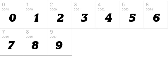 Marbrook Bold Italic numbers 0-9 preview