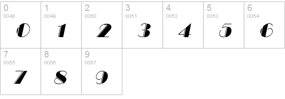 MarqueeEngraved Italic numbers 0-9 preview