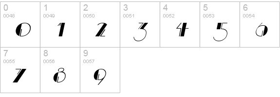 MarqueeMieux Italic numbers 0-9 preview