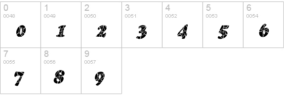 Marshmallow Cracked-Condensed Italic numbers 0-9 preview