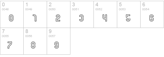Mass Outline numbers 0-9 preview