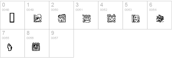 Mayan Dingbats numbers 0-9 preview