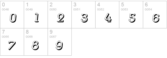 MexicoShadow-Italic numbers 0-9 preview