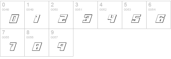 Micronian 3D Italic numbers 0-9 preview