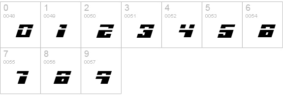 Micronian Expanded Laser Italic numbers 0-9 preview