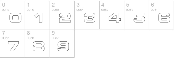 MicroTechnicExtBoldOutline numbers 0-9 preview
