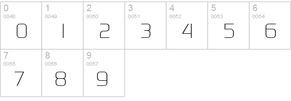 ModaerneLight Regular numbers 0-9 preview