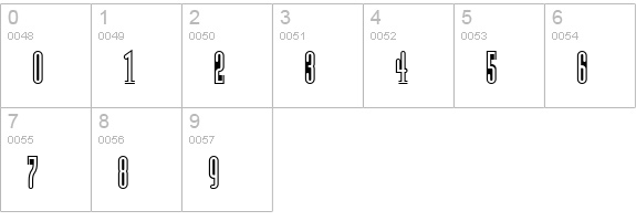ModulaOutlined Regular numbers 0-9 preview