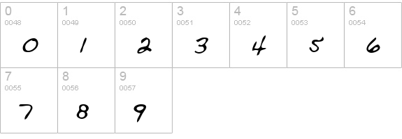 MontysHand Regular numbers 0-9 preview