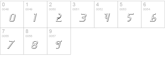 Moon Dart 3D Italic numbers 0-9 preview