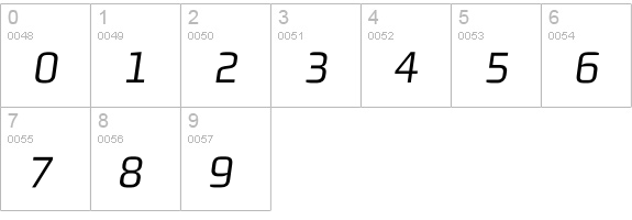 MorganSnLining Oblique numbers 0-9 preview