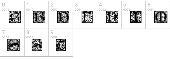 Morris Initials numbers 0-9 preview