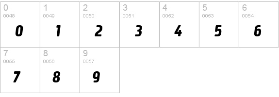 Mustardo-Oblique numbers 0-9 preview