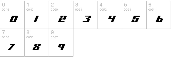 National Express Exp Italic numbers 0-9 preview