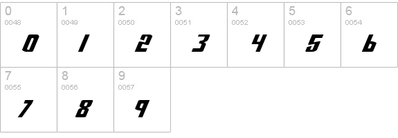 National Express Italic numbers 0-9 preview