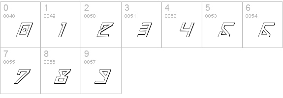 Nick Turbo Italic 3D numbers 0-9 preview