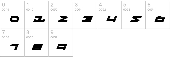 Nightrunner Laser Italic numbers 0-9 preview