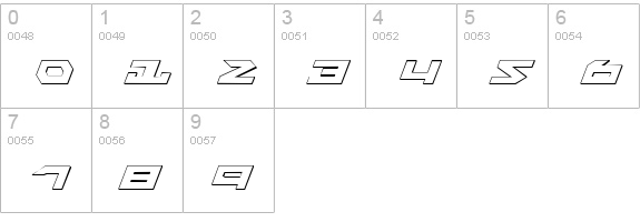 Nightrunner Shadow Italic numbers 0-9 preview
