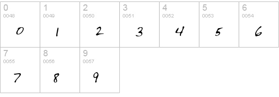 NortonsHand Regular numbers 0-9 preview