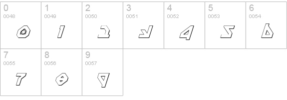 Nostromo 3D Italic numbers 0-9 preview
