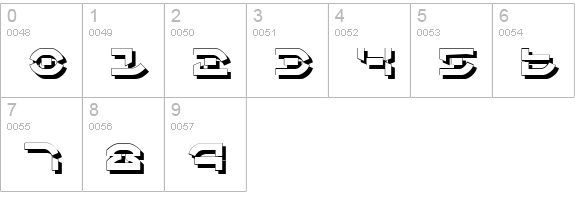 Oberon Deux Shadow numbers 0-9 preview