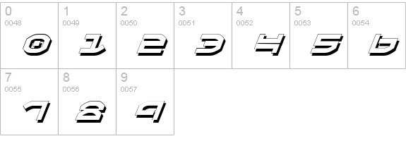 Oberon Shadow Italic numbers 0-9 preview