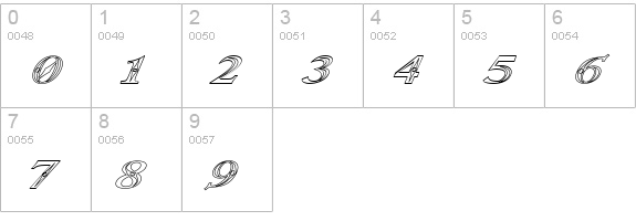 Occoluchi Italic Outline numbers 0-9 preview