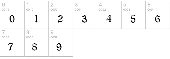 OldeWorld-Bold numbers 0-9 preview