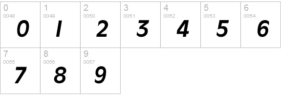OliveAntiqueItalic numbers 0-9 preview