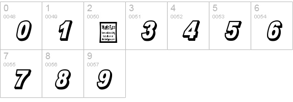 OMNIBLACK Outline Italic numbers 0-9 preview