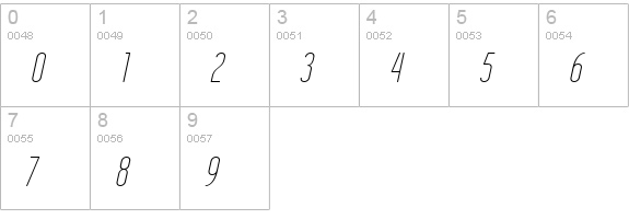 Operator Nine BTN Lt Oblique numbers 0-9 preview
