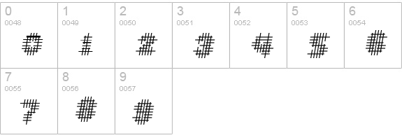 Overcross Oblique numbers 0-9 preview